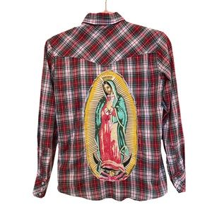 Upcycled Vintage Men’s Western w/ Lady of Guadalupe & Roses